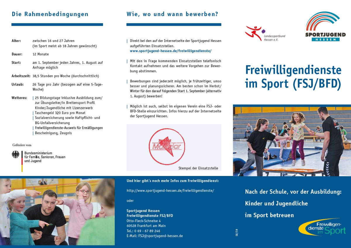 Freiwilliges Soziales Jahr (FSJ) beim TV 1905 Mainzlar Freiwilliges Soziales Jahr (FSJ) beim TV 1905 Mainzlar